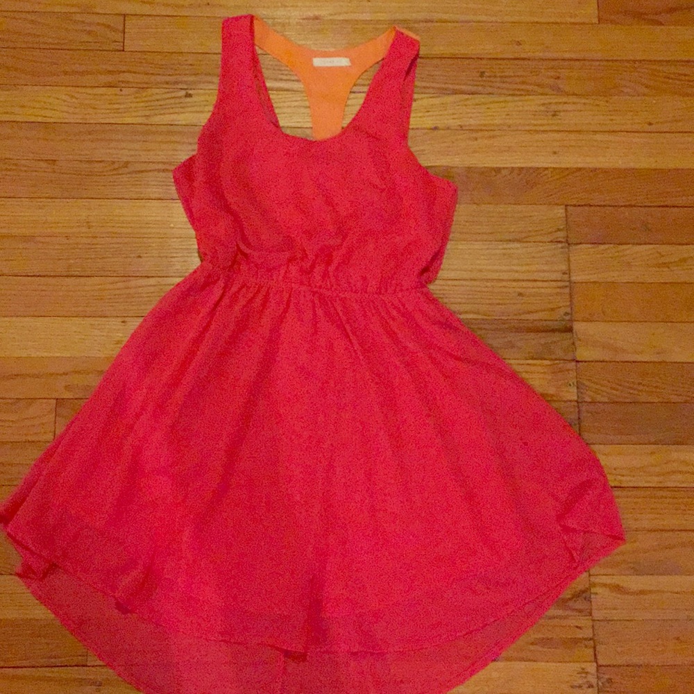 Coral and Orange Chiffon Dress